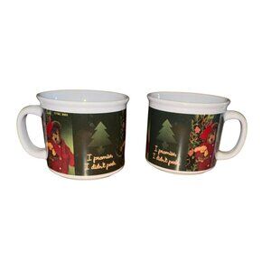 Christmas Bear Mug Set "I Promise I Didnt Peek" 2003